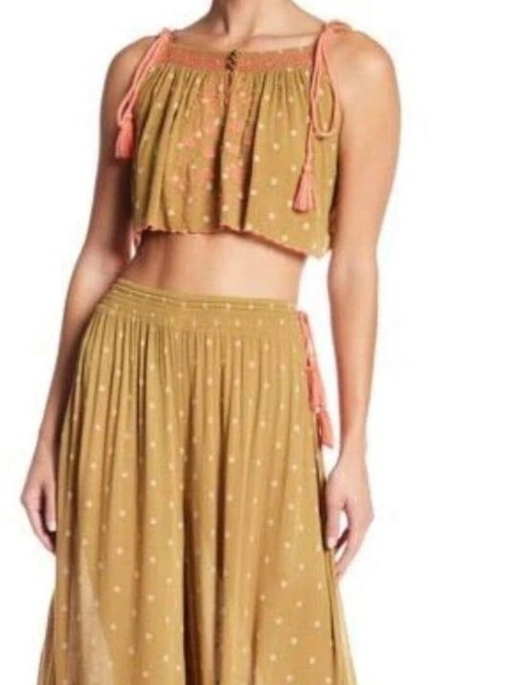 Free People Hearts Rising Embroidered Top & Pants In Moss Size M NWT - Picture 2 of 11